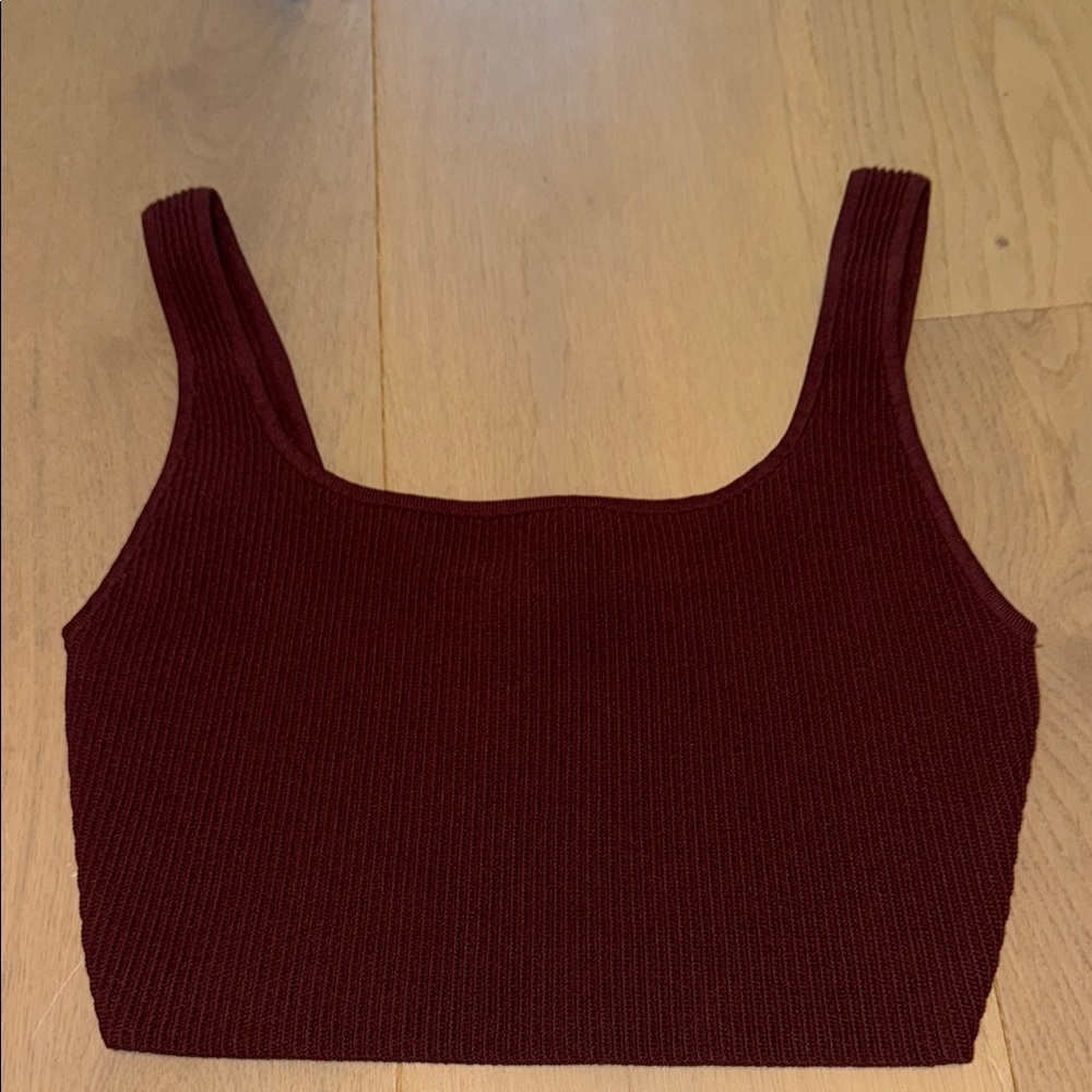 Aritzia Red Ribbed Crop Tank